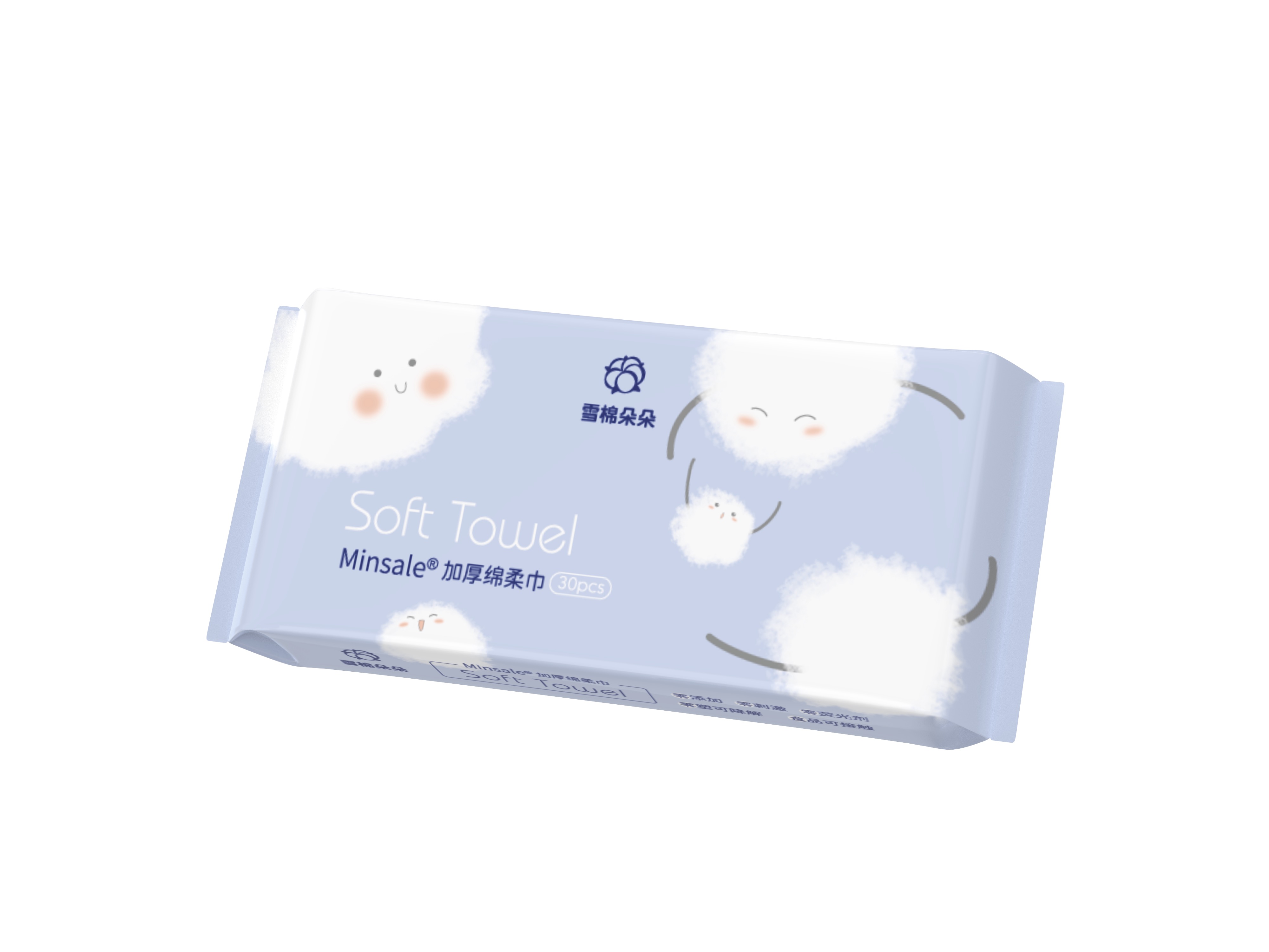 雪棉朵朵Minsale加厚棉柔巾 （30片）-满三件包邮