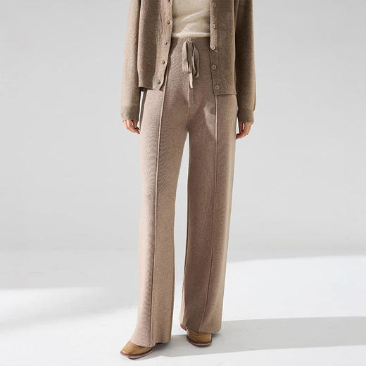 【高货sh】全新升级【铂金会员146/天猫189/差价43】(53414)洛诗琳秋冬高腰垂感宽松拖地休闲百搭直筒裤针织阔腿长裤 商品图2