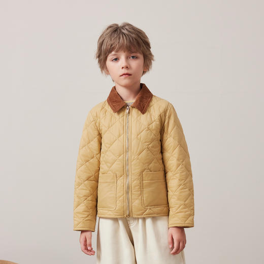 儿童棉服2024秋冬新款男童棉衣中大童撞色拉链女童翻领外套童装 商品图4