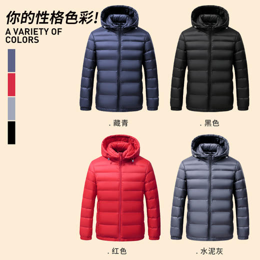 圣得西轻暖羽绒服2024秋冬新款薄款连帽可拆卸纯色面包服羽绒外套 商品图4