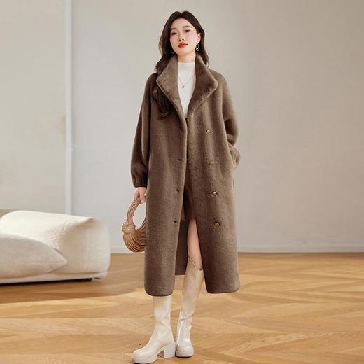 羊羔毛皮毛一体外套中长款，秋冬时尚仿水貂绒环保皮草毛毛大衣HR-8845 商品图2