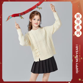 笛莎Deesha青少年女童毛衫2024冬季新年国风系套头毛衣