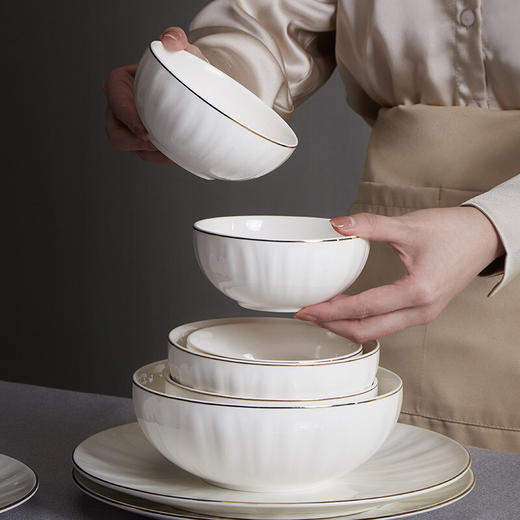 【多样屋专柜】金盏花碗碟套装家用碗陶瓷碗汤碗饭碗面碗餐具组合碗筷碗盘 商品图1