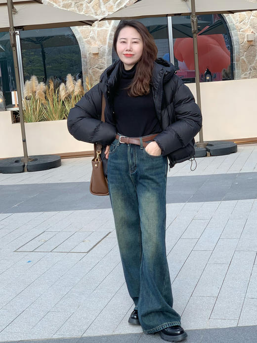 【百图lulu定制】【加厚北极绒直筒裤】加厚绒  显瘦显高 高腰直筒牛仔裤 商品图1