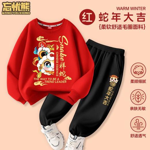 【49.9任选超值2件套❗️新年款红色圆领卫衣】蛇年大吉，穿新衣走鸿运，柔软舒适毛圈面料，春季男童，秋冬过年衣服春秋装，年服亲子装L 商品图4