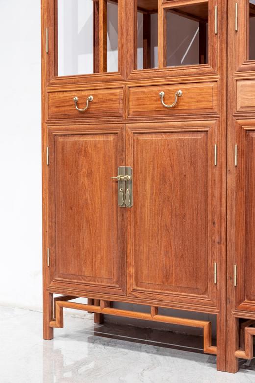 红桥红  家具严选  缅甸花梨(大果紫檀）  【198-75 多宝阁形玻璃 展示柜】 商品图5