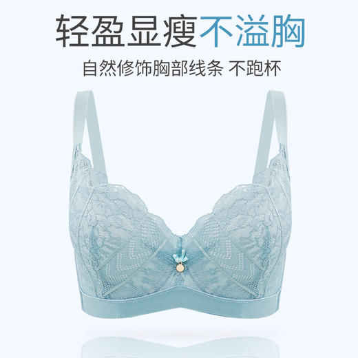贝佳人花漾”全罩薄模杯防下垂侧收副乳大胸显小内衣薄款BW902102 商品图1