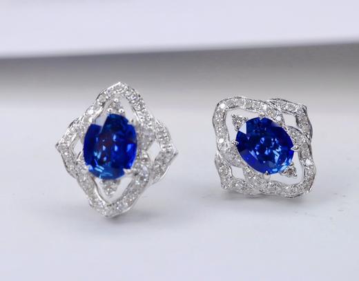 1.6ct刻面蓝宝石耳钉 商品图1