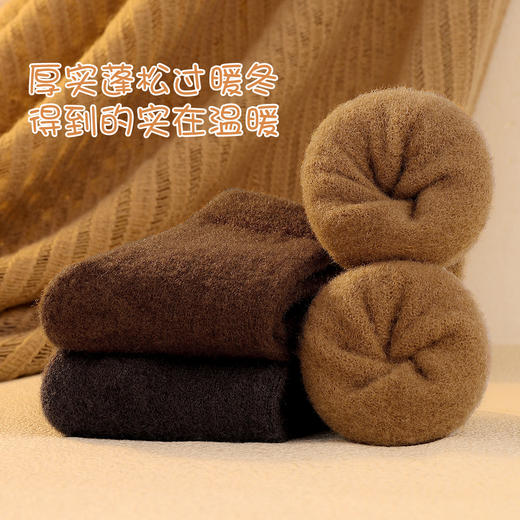 梦芭蒂秋冬加绒加厚儿童保暖袜童袜中筒袜毛圈袜宝宝袜子竖条绒感童袜3双装 商品图1