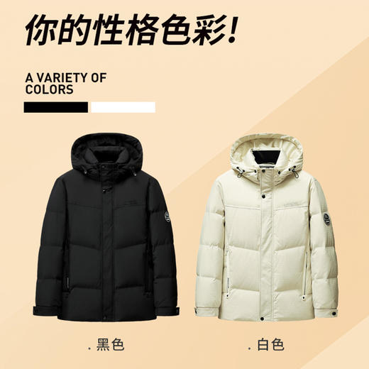 【可脱卸帽】圣得西冬季90鸭绒休闲短款防寒加厚羽绒服男 商品图4