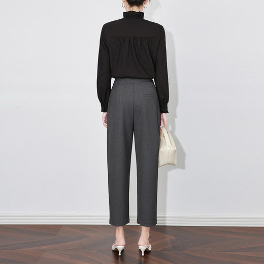 【高货wl】全新升级【铂金会员220/天猫299/差价79】(51808)洛诗琳秋冬通勤百搭烟管裤铅笔显瘦休闲简约风九分西装裤 商品图4