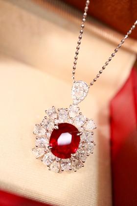 2.63ct刻面红宝石戒指吊坠