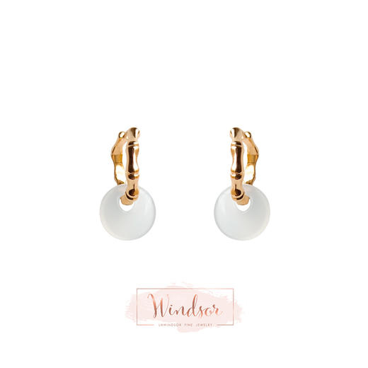 LHWINDSOR  原创设计新中式风白玛瑙月光系列项链耳环套装 商品图1