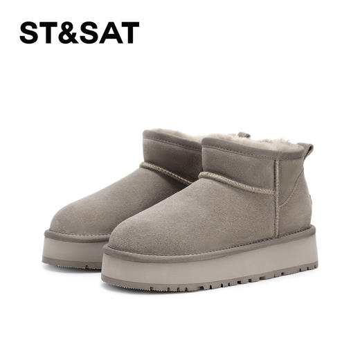 星期六加绒保暖增高百搭厚底雪地靴SSC4118C02 商品图4