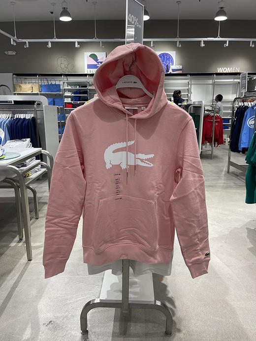 Lacoste/法国鳄鱼 男士棉混纺印花鳄鱼标袋鼠兜连帽卫衣SH9042 商品图1