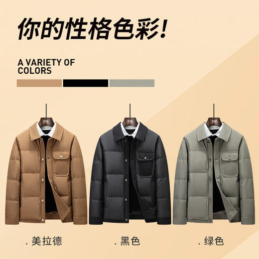 圣得西美拉德时尚保暖羽绒服男士冬季户外工装风翻领夹克外套 商品图4