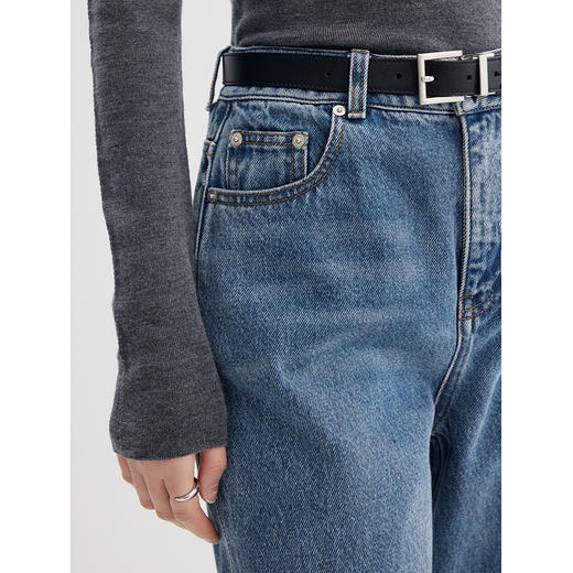 棉仓356619006-初棉肯豆裤薯条裤经典美式高腰瘦直筒牛仔裤 商品图3