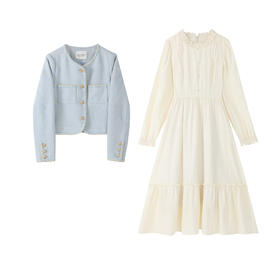 鹿向南「柔珠小姐」小香风外套连衣裙2024新款秋季法式裙子穿搭