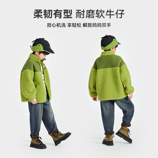 【件件底价，童装双倍积分】多多家男童牛仔裤加绒加厚2024新款秋冬款儿童中大童裤子冬装长裤10073 商品图3