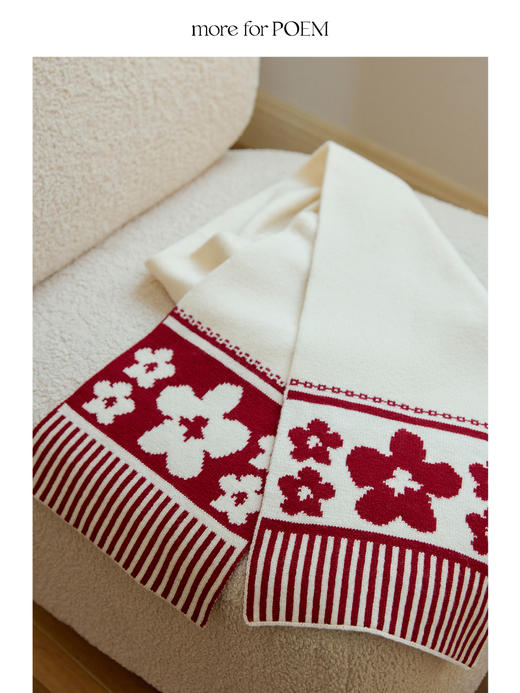 moreforPOEM 羊毛提花双层针织围巾双色圣诞新年 商品图4