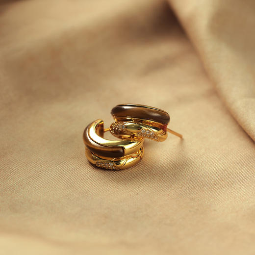 ARSIS｜蛇来运转系列 蛇纹纳财双环耳圈 商品图6