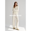 MAISON CECILE灰色/白色高克重羊毛针织运动连帽拉链开衫 商品缩略图3