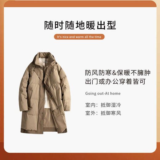 【90%鸭绒】圣得西冬季双层领保暖中长款羽绒服男潮外套 商品图1