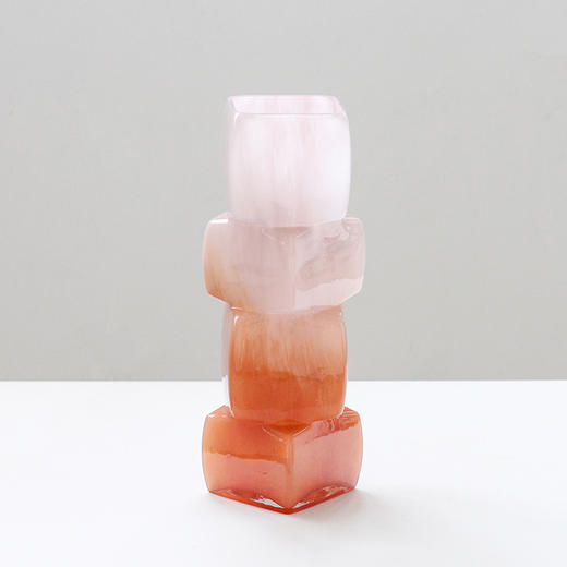 中古风渐变落日红几何方块花瓶餐桌软装酒店电视柜台面装饰品摆件 商品图2