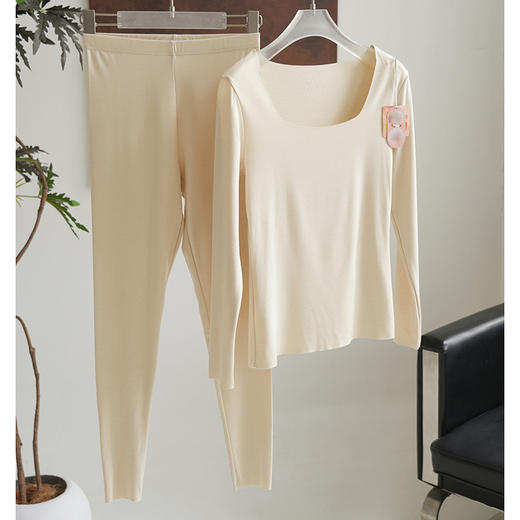 【保暖润肤】官网899！椰油方领无痕随心裁磨毛保暖内衣套装女 内搭打底长袖长裤秋衣裤 商品图10