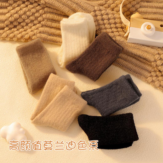 梦芭蒂秋冬加绒加厚儿童保暖袜童袜中筒袜毛圈袜宝宝袜子竖条绒感童袜3双装 商品图2