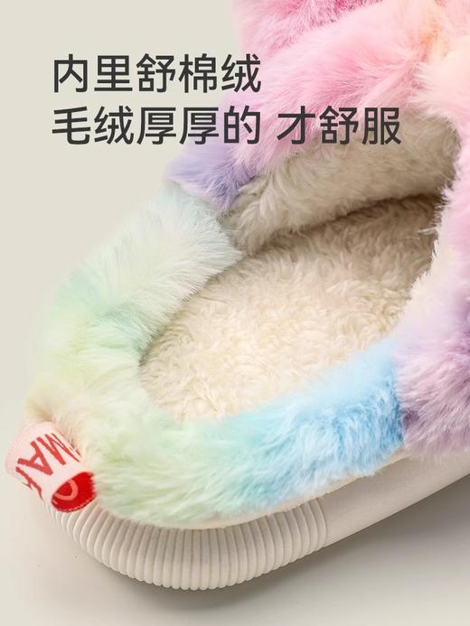 独角兽儿童拖鞋女童可爱公主毛拖鞋冬季小女孩家居宝宝棉拖鞋包跟 商品图4