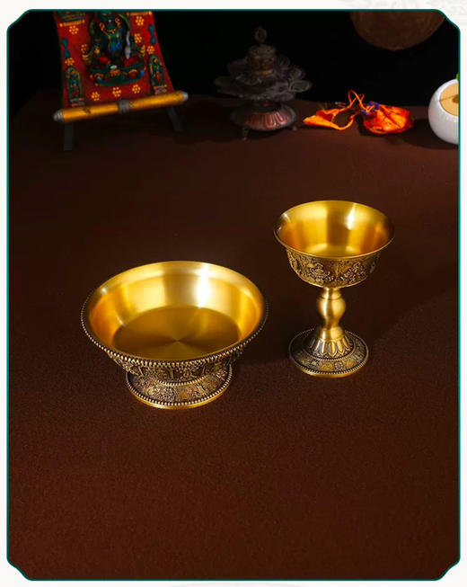精品黄铜八吉祥护法杯供佛用品圣水供水杯佛前供杯大小号 商品图5