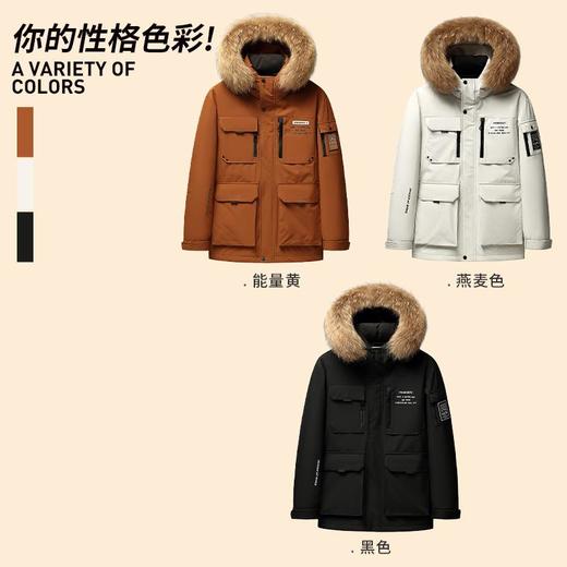 【鹅绒】圣得西男装冬季新款美拉德复古可拆卸毛领羽绒服2462942075 商品图4