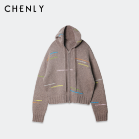 尘衣｜彩色提花线连帽开衫