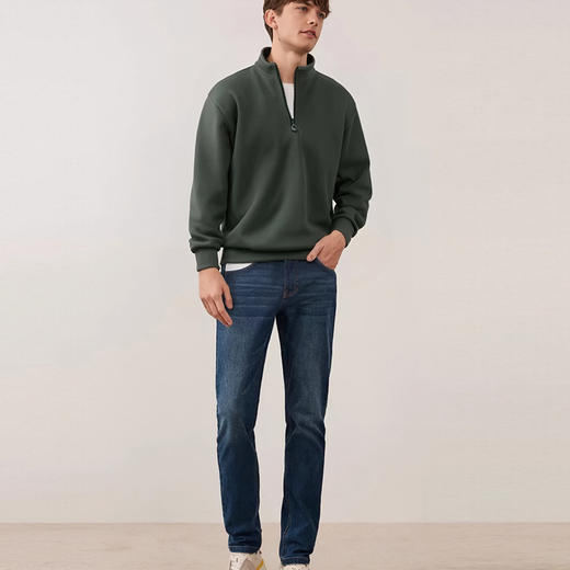 斯辰唯佳 情侣美式复古半拉链立领卫衣 保暖锁温 挺括有型 可外穿 商品图2