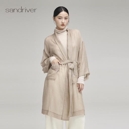 羊绒超轻薄青果领睡袍SJF96W768N 商品图0