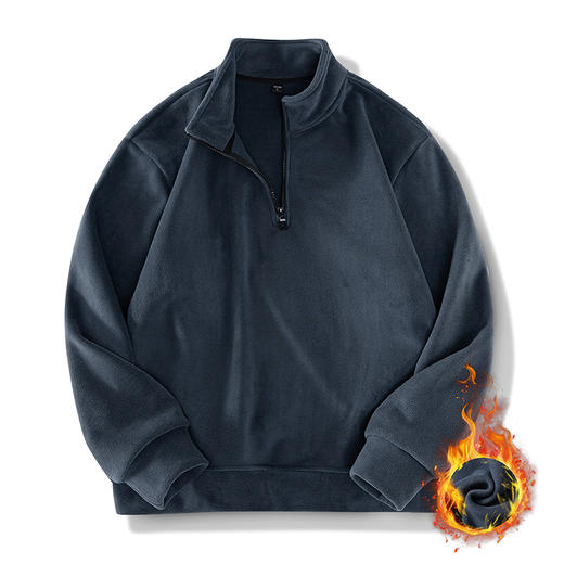 斯辰唯佳 情侣美式复古半拉链立领卫衣 保暖锁温 挺括有型 可外穿 商品图11