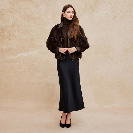 PP610斯尔丽2024新款高级名媛时尚狐狸毛配绵羊毛皮时尚轻奢皮草外套 商品图3