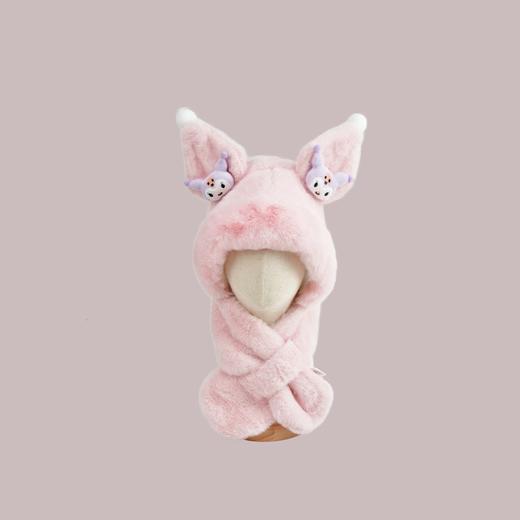 【可爱儿童帽围一体，加绒加厚护耳保暖】库洛米儿童帽子围巾一体帽 可爱护耳帽 女童加绒加厚 幼儿园公主风帽子围巾-QQ 商品图7