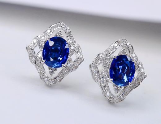 1.6ct刻面蓝宝石耳钉 商品图2