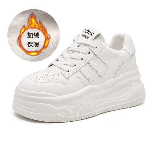 加绒软底不累脚运动鞋轻便款，休闲厚底增高小白鞋子PC-9166 商品图6