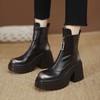 【预售5天】复古棕色短靴女秋冬法式显瘦小个子增高粗跟厚底圆头马丁靴女ZMXY&ZM2418-A 商品缩略图2