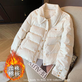 AHM mnfs9797小香风翻领棉服时尚气质保暖短外套