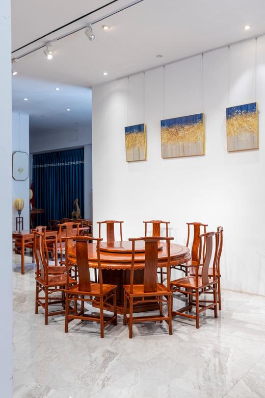 红桥红  家具严选  缅甸花梨(大果紫檀）  【178 雕花牙边六角底座 圆餐桌十三件套】 商品图1