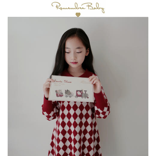 现货 / DELIGHTFUL | 康赛妮100%羊绒 节日红白菱格羊绒连衣裙 商品图0