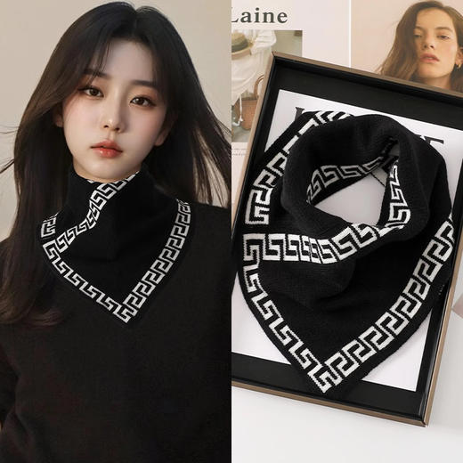 【随性慵懒敲时尚，满满时髦气息】高品质围脖 护颈椎男女防寒 秋冬季千鸟格三角巾 花色防风假领围巾-QQ 商品图7