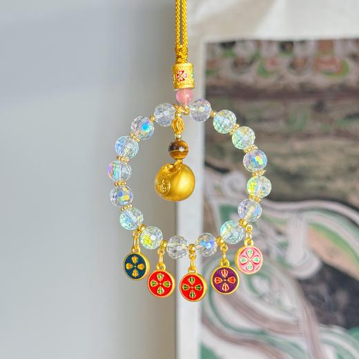 【敦煌五路财神小金砣挂件】敦煌五路财神车挂五彩水晶琉璃发财锁挂件汽车挂饰 商品图4