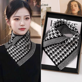 【随性慵懒敲时尚，满满时髦气息】高品质围脖 护颈椎男女防寒 秋冬季千鸟格三角巾 花色防风假领围巾-QQ