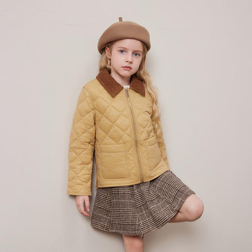 儿童棉服2024秋冬新款男童棉衣中大童撞色拉链女童翻领外套童装 商品图1