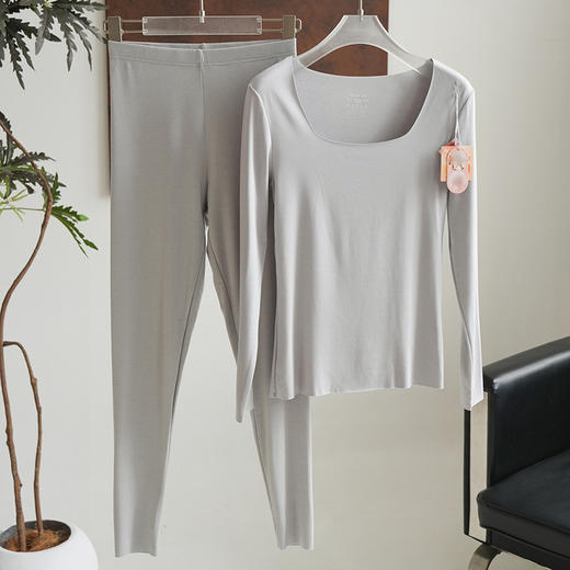 【保暖润肤】官网899！椰油方领无痕随心裁磨毛保暖内衣套装女 内搭打底长袖长裤秋衣裤 商品图9